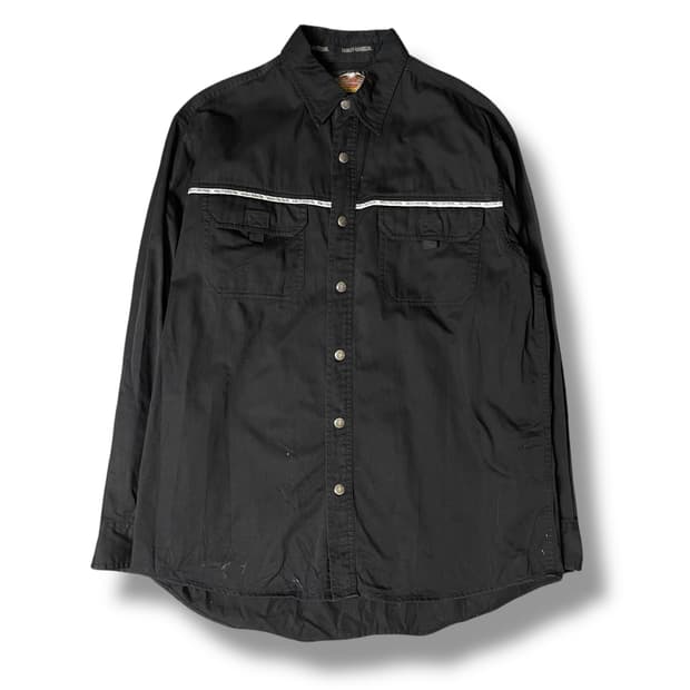 할리데이비슨 사이드로고 투포켓 블랙 버튼 셔츠