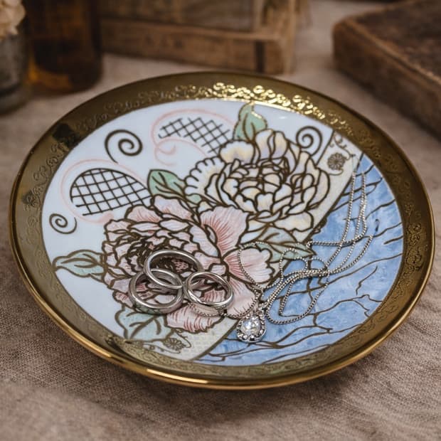 Vintage Floral Gold Plate / 악세사리 트레이