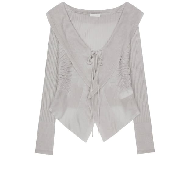 Ruffled Drape Angora Cardigan Grey | 후루츠패밀리