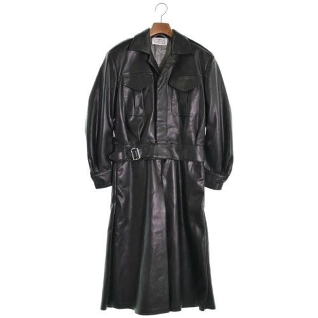  메종 마르지엘라 블랙 레더 오버롤