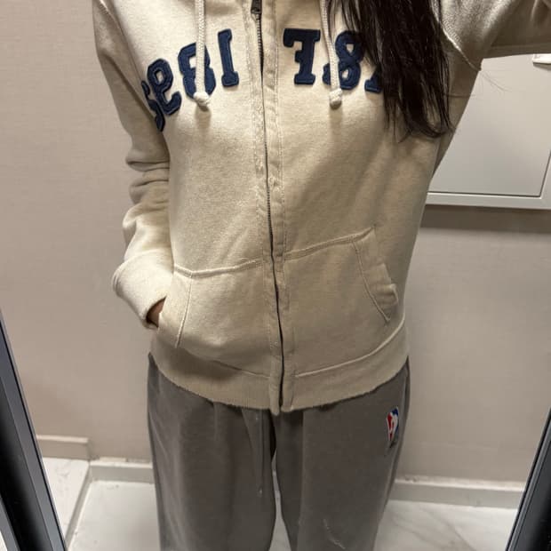 아베크롬비 베이지 후드집업 s