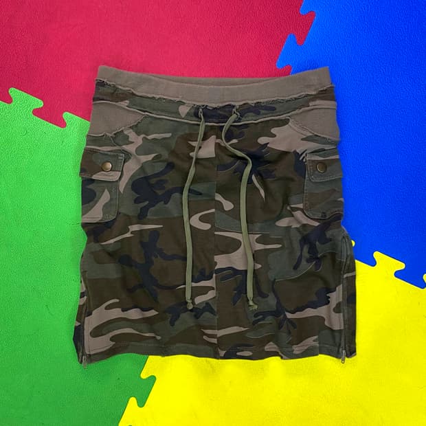 VTG 빈티지 카모플라쥬 사이드 지퍼 카고 스커트