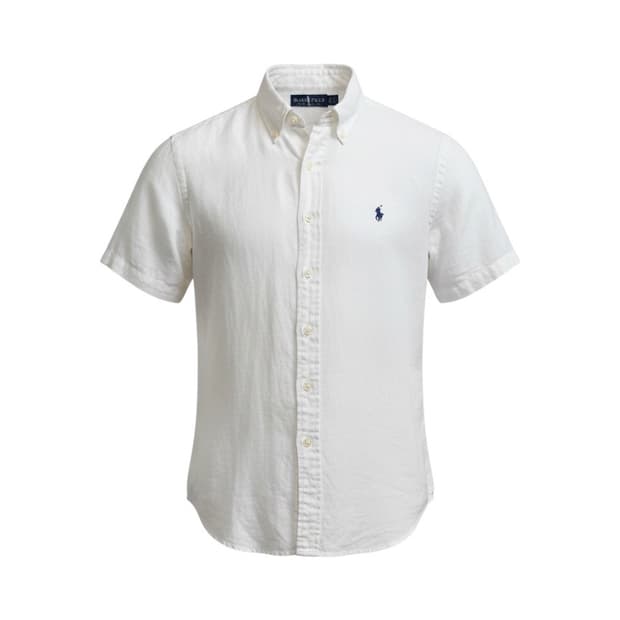 폴로 랄프로렌 화이트 린넨 반팔 셔츠
