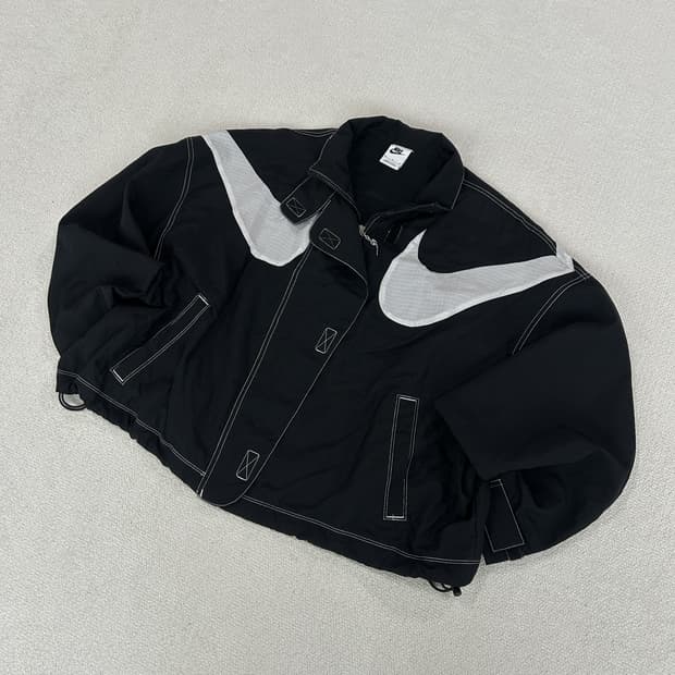 나이키 빅 스우시 크롭 우븐 자켓 블랙 m