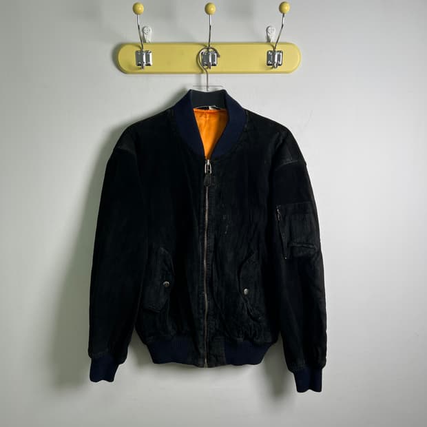 VTG 빈티지 블랙 스웨이드 ma-1 봄버 자켓 M