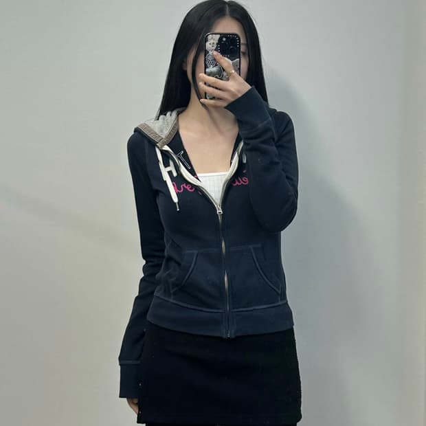 아베크롬비 y2k 와투케 딱붙 네이비 후드집업