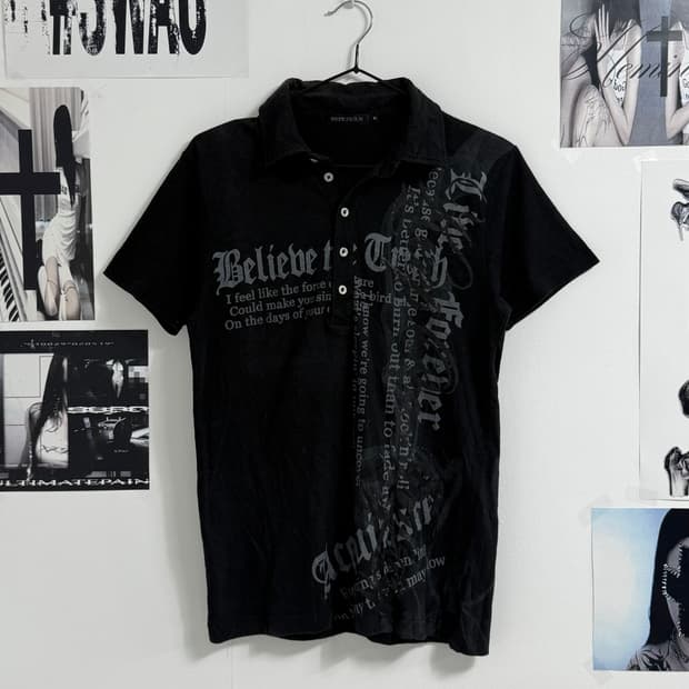 00s punk printing collar halfsleeve
