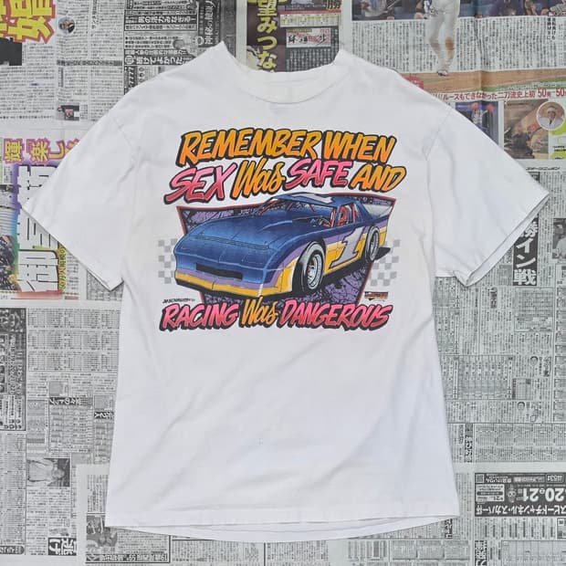 90's Hanes 'Dirt Track Racing' 반팔 L