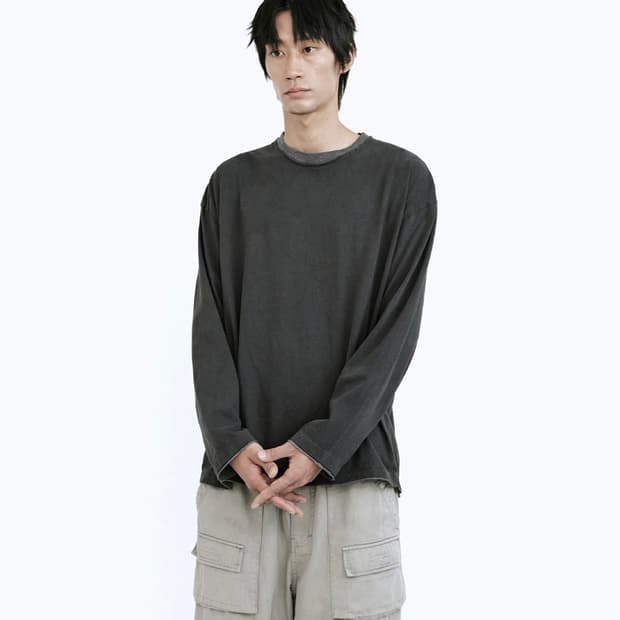 폴리테루 레이어드 롱슬리브 그린+그레이