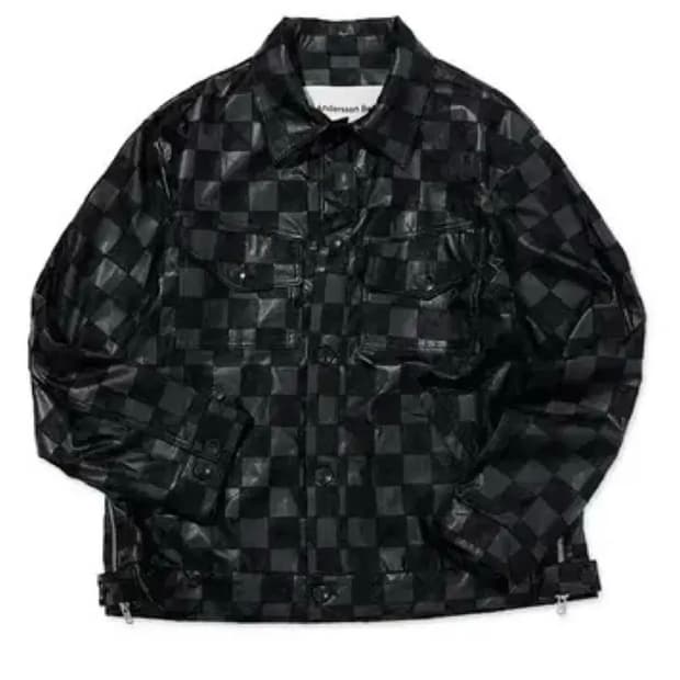 앤더슨벨 체크 레더 자켓 