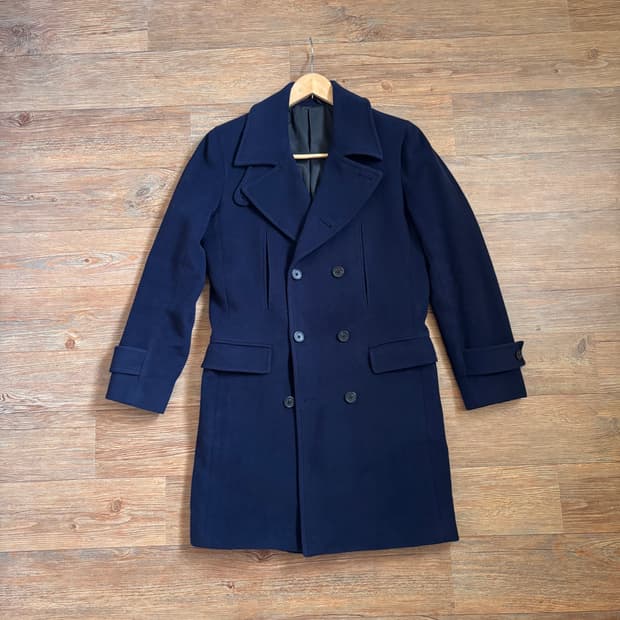 띠어리 네이비 더블 코트 XS 미니멀 실루엣 11FW