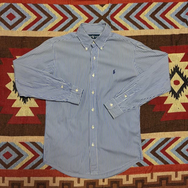 95-100) 폴로 랄프로렌 스트라이프 셔츠 블루