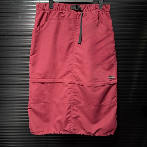 스투시 RANGE ZIP OFF SKIRT 레드 버건디 숏 롱 나일론치마