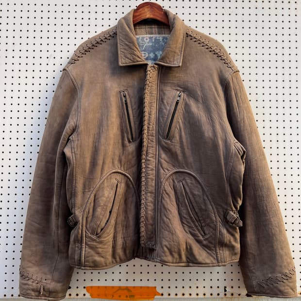 90s CLOSED SUEDE LEATHER BOMBER 스웨이드가죽자켓