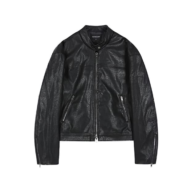 (1회착 우체국 택포가격) 이지노이지 신세틱 레더크롭 바이커자켓 블랙 2