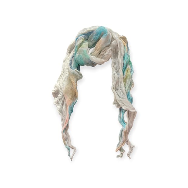 모리걸 블루&화이트 실크믹스 스카프