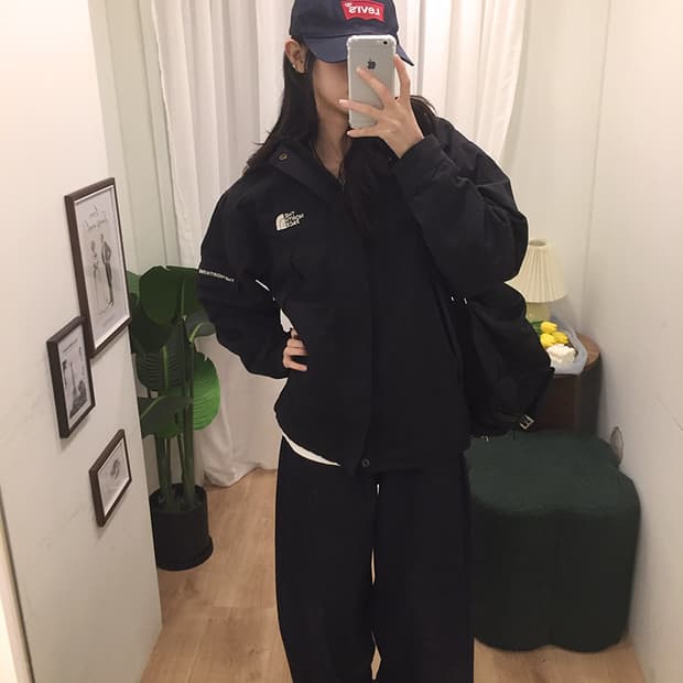 공용 노스페이스 기모 후드바람막이 100