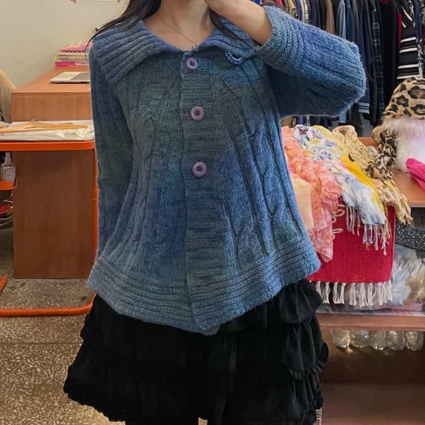 블루멜란지 니트 가디건[무배]