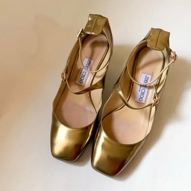 [EU37] 지미추 WILBUR 메탈릭 골드 메리제인 슈즈