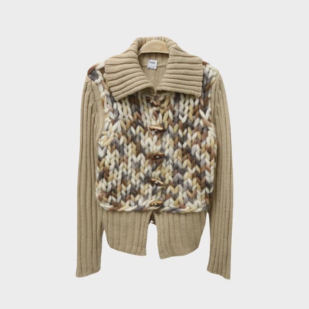 POIS 울 혼방 니트 짜임 포인트 버클 가디건 62172