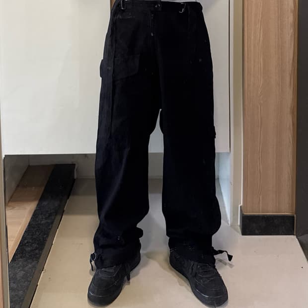 요지야마모토 비대칭 벨티드 포켓 팬츠