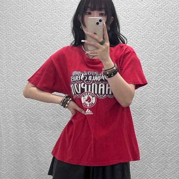 아디다스 빈티지 레트로 펑크 보스턴레드삭스 반팔티 M C11423
