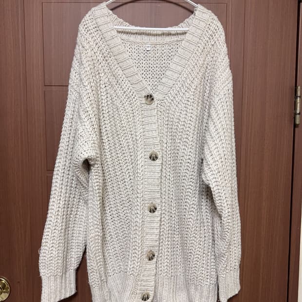모리걸 하구미 일본 빈티지 아이보리 브이넥 니트 뜨개 가디건 원피스