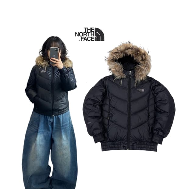 노스페이스 라쿤 퍼 구스다운 패딩 블랙