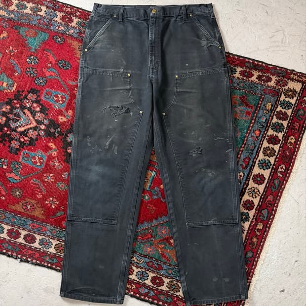 OG 칼하트 더블니 블랙 칼하트 B136 썩블니 워크팬츠