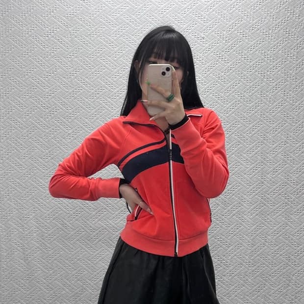 아디다스 희귀 레트로 키치 더블컬러로고 벨벳 집업 M C09269