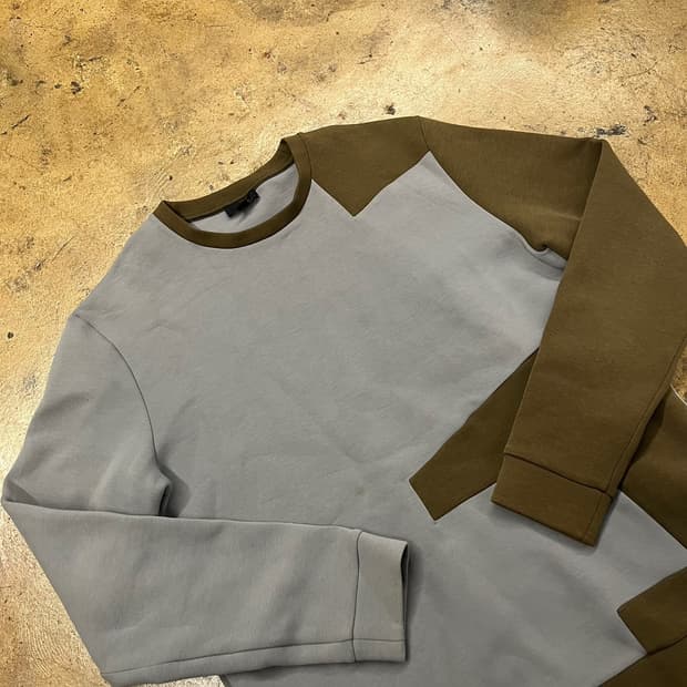 [정품/M] 코스 배색 긴팔 티셔츠 그레이 브라운 b17