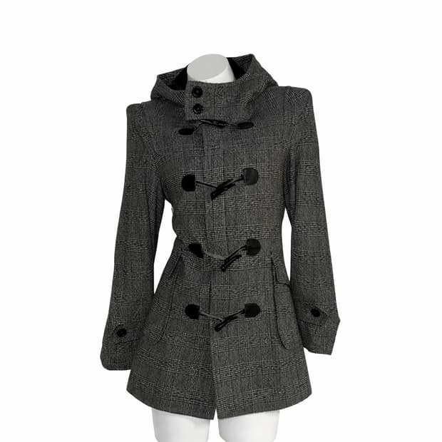 블랙 체크 떡볶이 코트