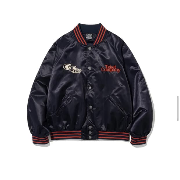 테켓 keyword satin jacket navy 