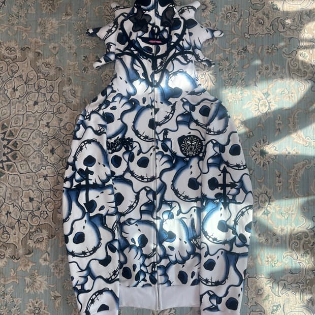 글로갱 후디 XL 정품 (glo skull zip hoodie blue)