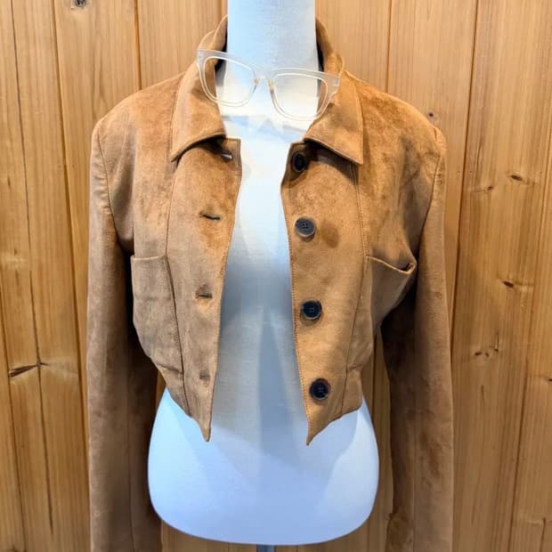 (여성) 브라운 스웨이드 크롭 자켓