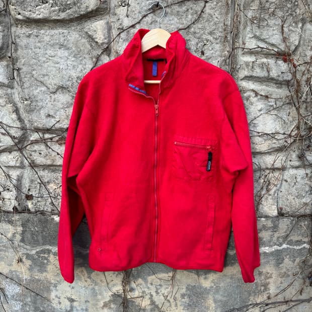 80s 파타고니아 usa 신칠라 집업 후리스 플리스 두꺼움 레드