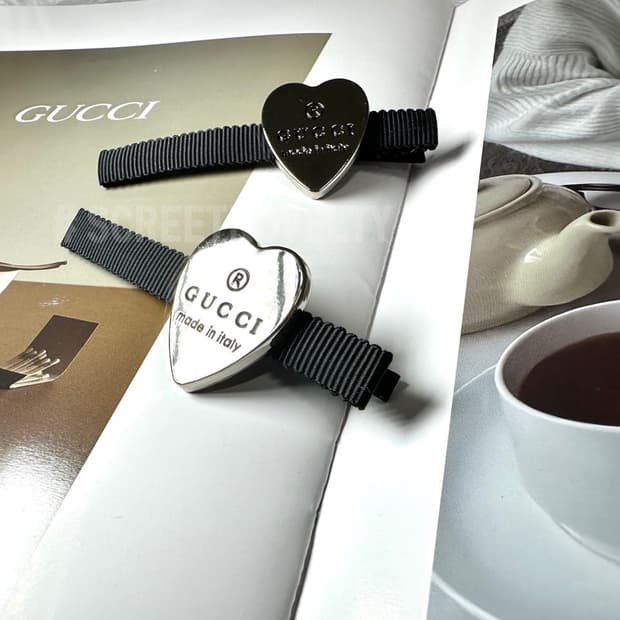 구찌 빈티지 헤어핀 실버