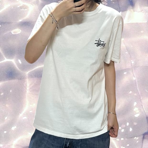 스투시 베이직 반팔 티셔츠 화이트 S 