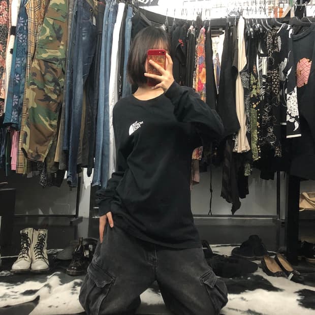 노스페이스 블랙 롱슬리브