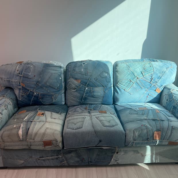 [팝니다] 데님 패치워크 소파 3인용