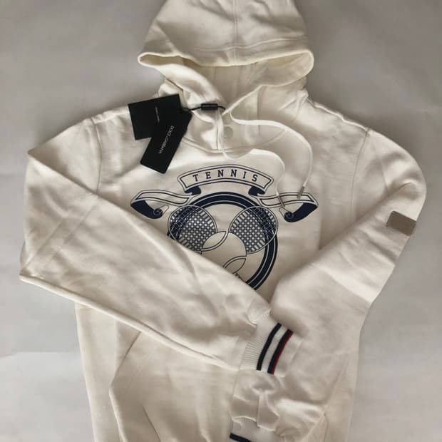 돌체앤가바나 로고 플레이트 프린팅 기모 후드티