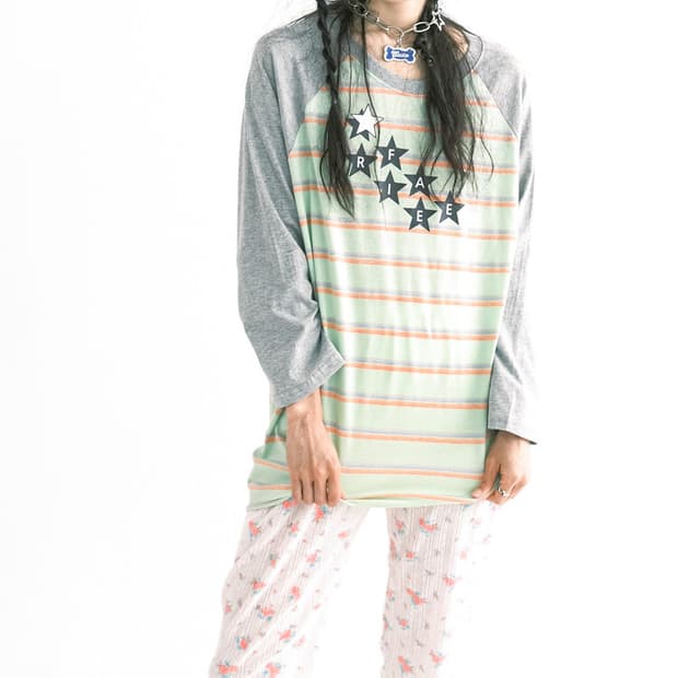 샵 페어리 레인보우 레글런 스트라이프 티셔츠 민트