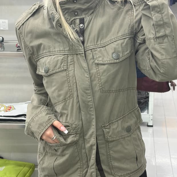 쉐인 진 빈티지 가먼트다잉 카키 야상 자켓