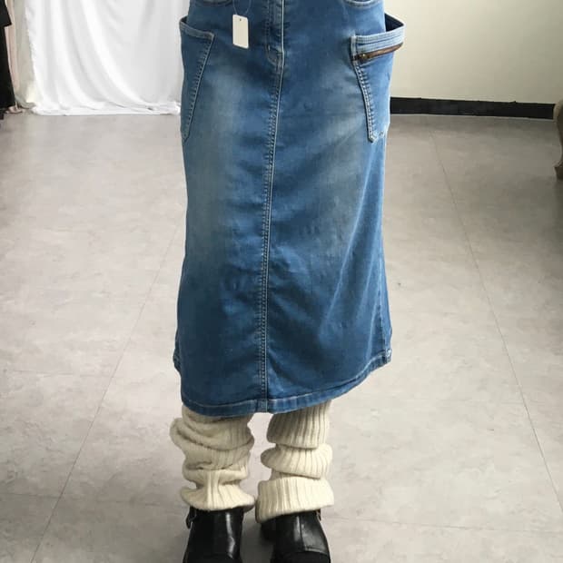 Pocket point washing cotton skirt