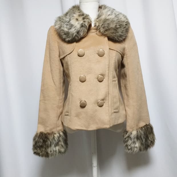 빈티지 레오파드 호피 퍼 코트 오네갸루 히메 로맨틱 핀터깔 캐캐체 라떼