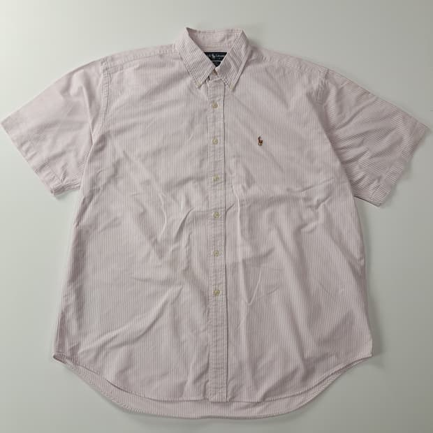 CK386 L 폴로 90s 블레어 핑크 스트라이프 반팔 셔츠 남방