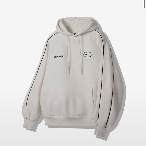 크로스드레슬리 더블 로고 후드티 아이보리 1사이즈