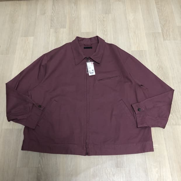 (4XL) 새상품 유니클로 UNIQLO 캔버스 워크 집업 블루종 퍼플