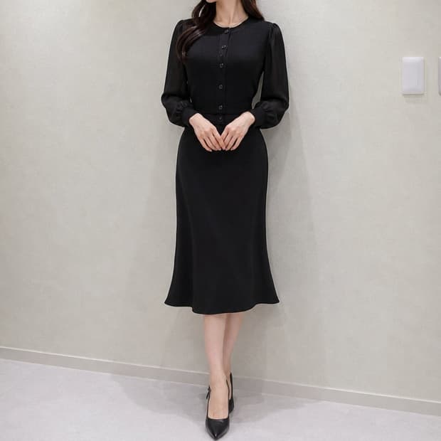 아르마니 콜레지오니 블랙 원피스 38