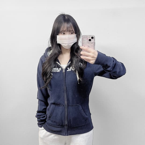 아베크롬비 스펠 로고 후드집업 네이비